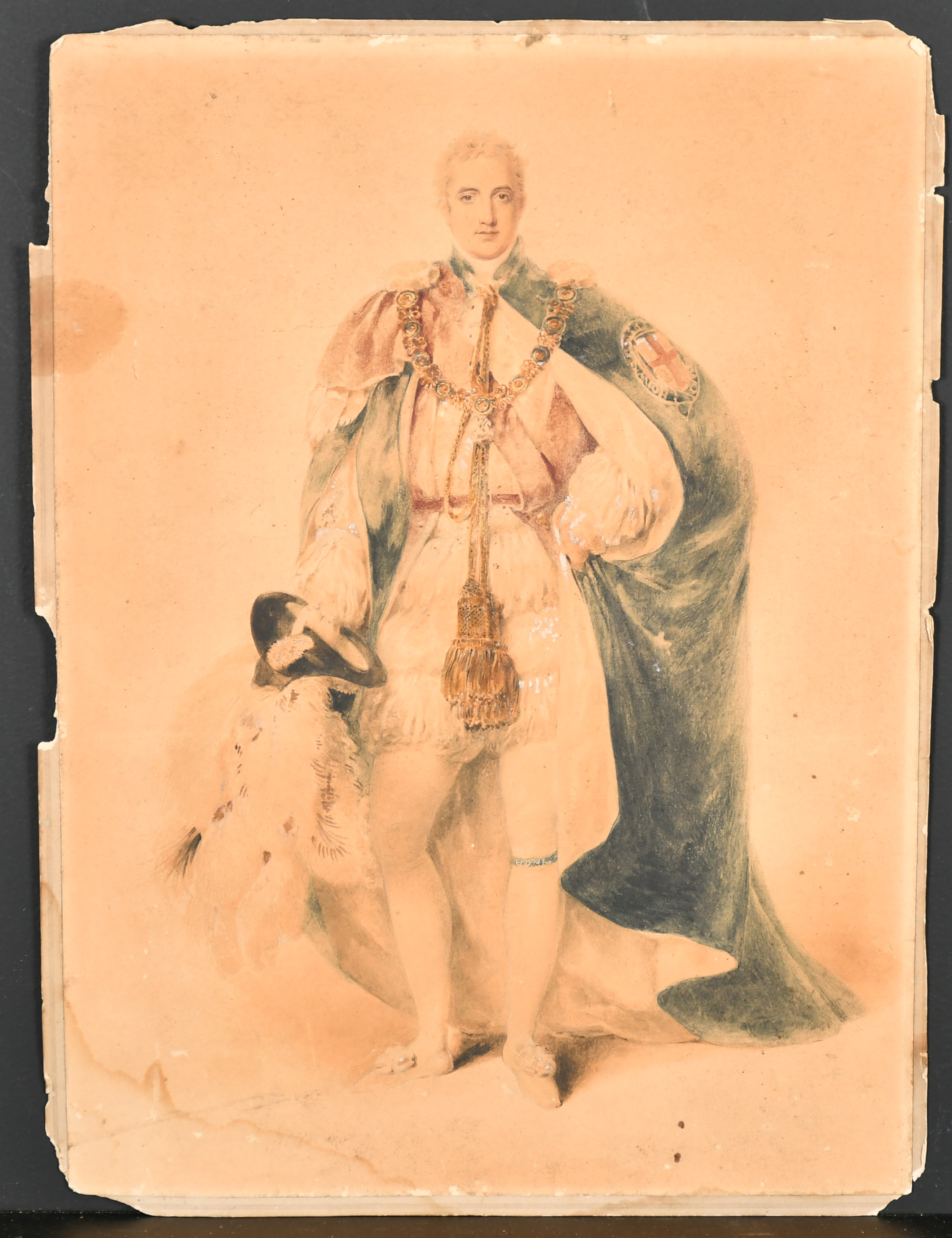 19th Century English School. Full Length Portrait of The Duke of Wellington, Watercolour, Unframed, - Image 2 of 3