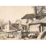 Charles Frederick Tunnicliffe (1901-1979) British. "The Pig Dealer", Etching, Published by H C Dicki