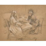 Melton Samuel Fisher (1859-1939) British. "The Convalescent", Pencil heightened with chalk, Signed,