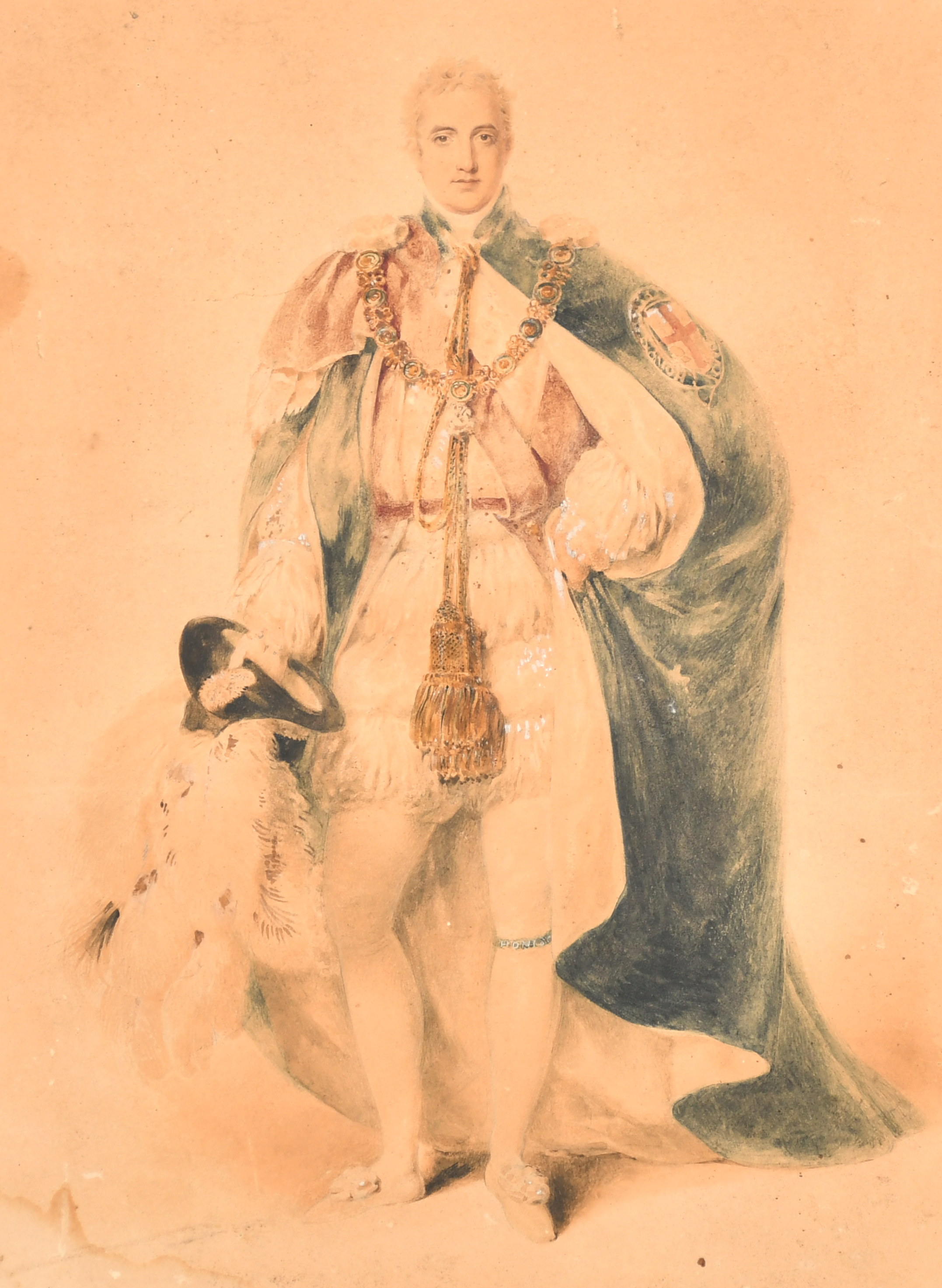 19th Century English School. Full Length Portrait of The Duke of Wellington, Watercolour, Unframed,