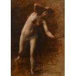 Early 19th Century French School. A Standing Female Nude, Oil on canvas, 27.5" x 19" (69.8 x 48.2cm)