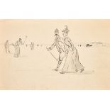 Early 20th Century English School. Ladies and Gentlemen Playing Golf, Ink and wash, Inscribed 'ooh i