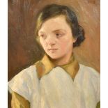 Barnett (20th Century) British. Portrait of a Young Lady, Oil on canvas, Signed, 20" x 16" (50.8 x 4