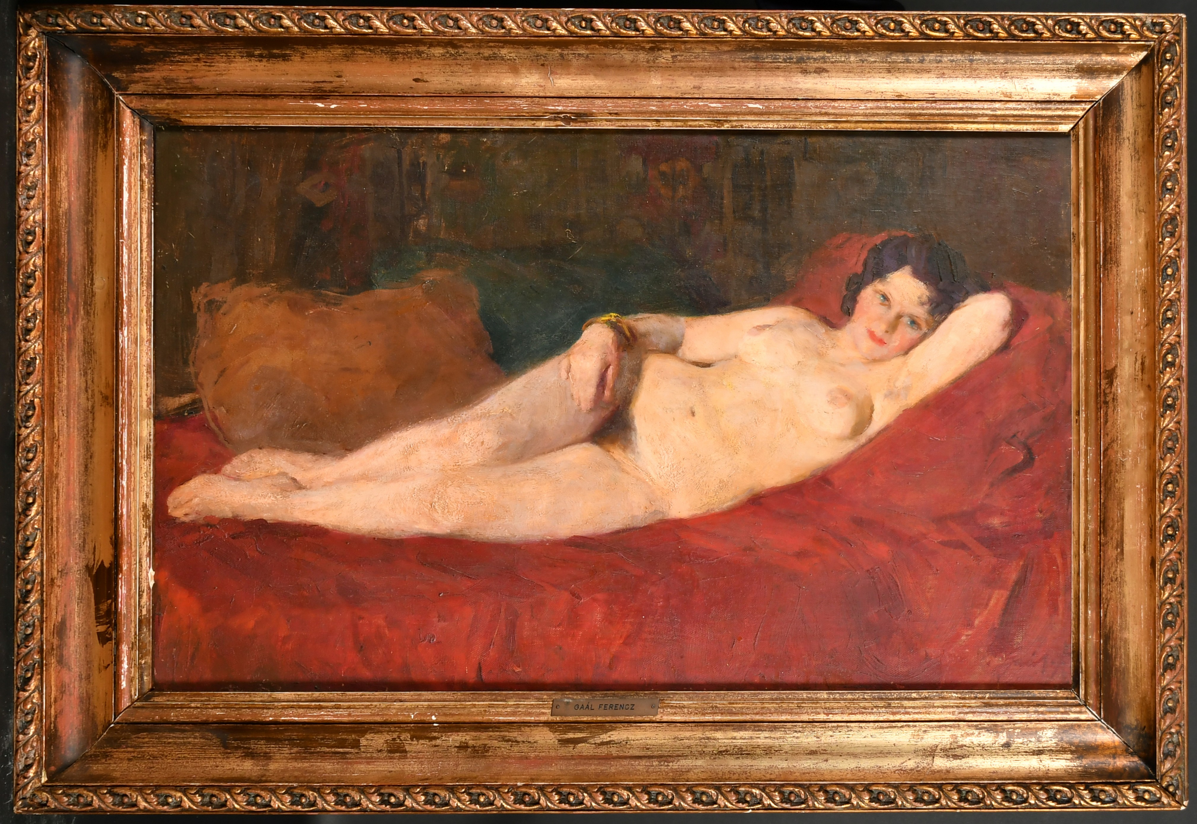 Ferenc Gaal (1891-1956) Hungarian. A Reclining Female Nude, Oil on canvas, Signed, 20" x 32" (50.8 x - Image 2 of 5