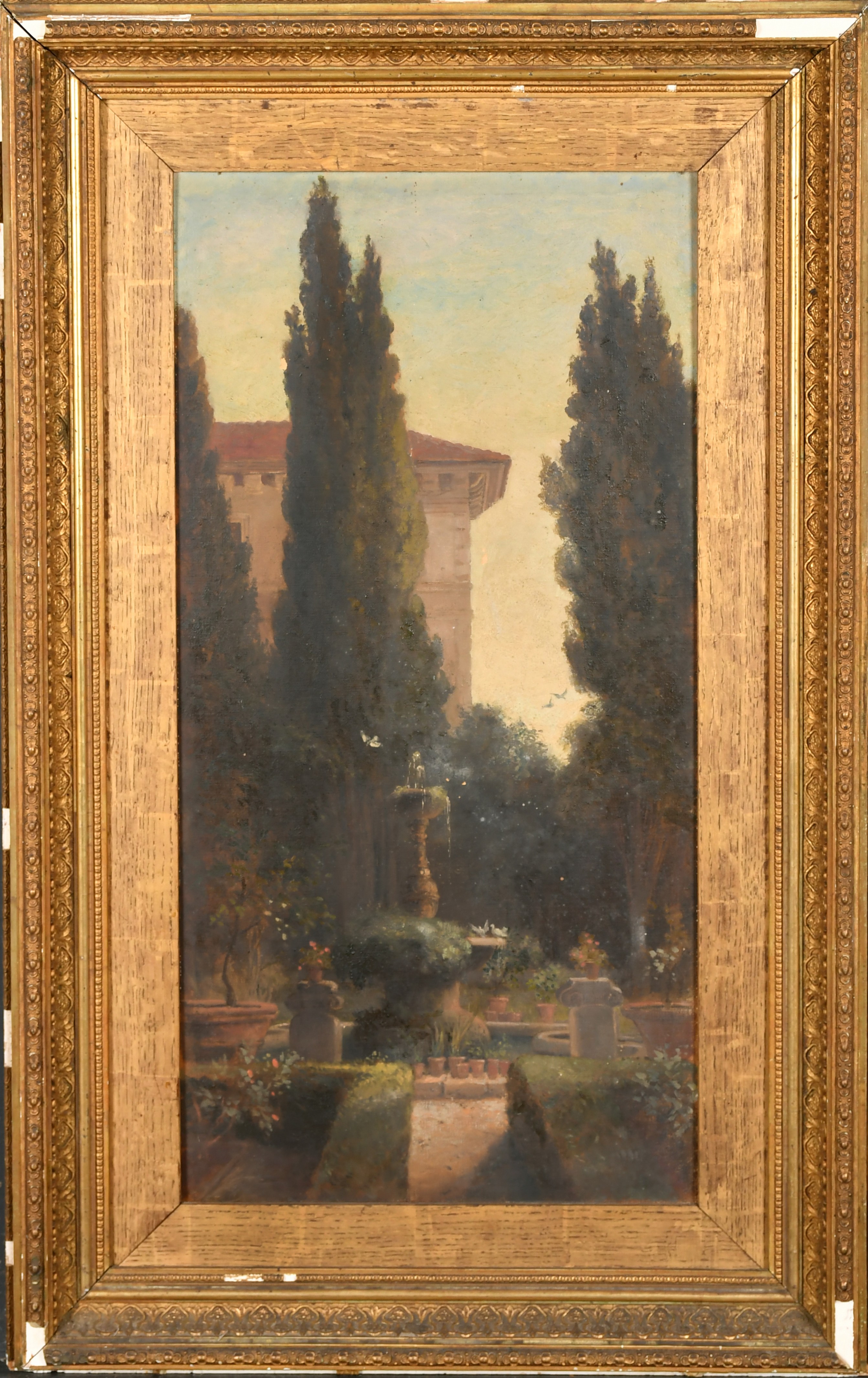 19th Century English School. An Italian Villa and Garden, Oil on canvas, 24.5" x 12.5" (62.3 x 31.7c - Image 2 of 3