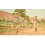 John Abernethy (Thomas) Lynas-Gray (1869-c.1940) British. "A Cricket Match in The Lane", Watercolour