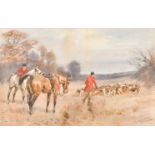 Thomas Ivester Lloyd (1873-1942) British. A Hunting Scene, Watercolour, Signed, 12.5" x 19.75" (31.8