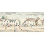 Albert Charles Ribbans (1903-1966) British "The Market Place, Woodbridge", Watercolour, Signed,