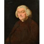 Late 18th Century English School Bust Portrait of a Wigged Gentleman, Oil on canvas, Unframed 30