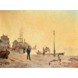 Paul Bistagne (1850-1886) French. A Port Scene with Figures, Oil on canvas, Signed and dated '78