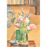 Early 20th Century English School A Still Life of Flowers in a Glass vase, Watercolour, Unframed
