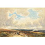 William Manners (1860-1930) British "Crossing The Moor", Watercolour, Signed, and inscribed vers