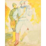 Attributed to Augusta Kaiser (20th Century) European Sporting Figures, Watercolour and pencil, I