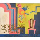 Dorte Clara Wolff/Burgner 'Dodo' (1907-1998) German "Moderne Tapeten", Gouache, Signed, 19" x 23