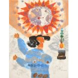 Theo Tobiasse (1927-2012) French. "Josue el le Soleil Immobile", Carborundum, Signed, inscribed