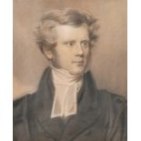 Circle of George Richmond (1809-1896) British Portrait of a Gentleman, Pastel, 21" x 17.5" (53.3