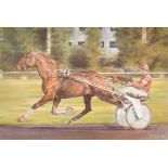 Franco Matania (1922-2006) British American Harness Racing, Pastel, Signed, 11.75" x 17.25" (29.