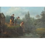Circle of James Crawford Thom (1835-1898) American/British Young Boys Fishing, Oil on panel, In