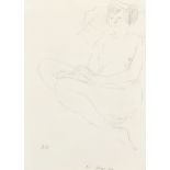 Bernard Dunstan (1920-2017) British "Nude, Resting", Pencil, Signed and dated 12 Mar 89, and ins