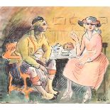 Ludovic-Rodo Pissarro (1878-1952) French. "After Tea", Watercolour, Signed, Mounted, unframed 4.