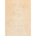 Early 19th Century English School Head Studies, Ink, 12.25" x 9" (31.2 x 22.8cm)