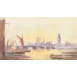 Frederick Edward Joseph Goff (1855-1931) British The Thames at Westminster, Watercolour, Signed
