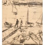 Theodore Roussel (1847-1926) French. "Pleasure Boats, Chelsea", Etching, Signed and inscribed ve