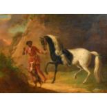 Circle of Johann-Georg De Hamilton (1672-1737) Belgian/Austrian. An Appaloosa Horse led by a Groom a