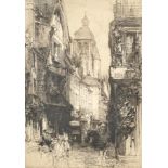Hedley Fitton (1859-1929) British "Tour de L'Horloge, Tours", Etching, Signed, inscribed 'Street