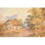 IMB (19th Century) British. A Highland Thatched Cottage, Watercolour, Signed with initials, 12" x