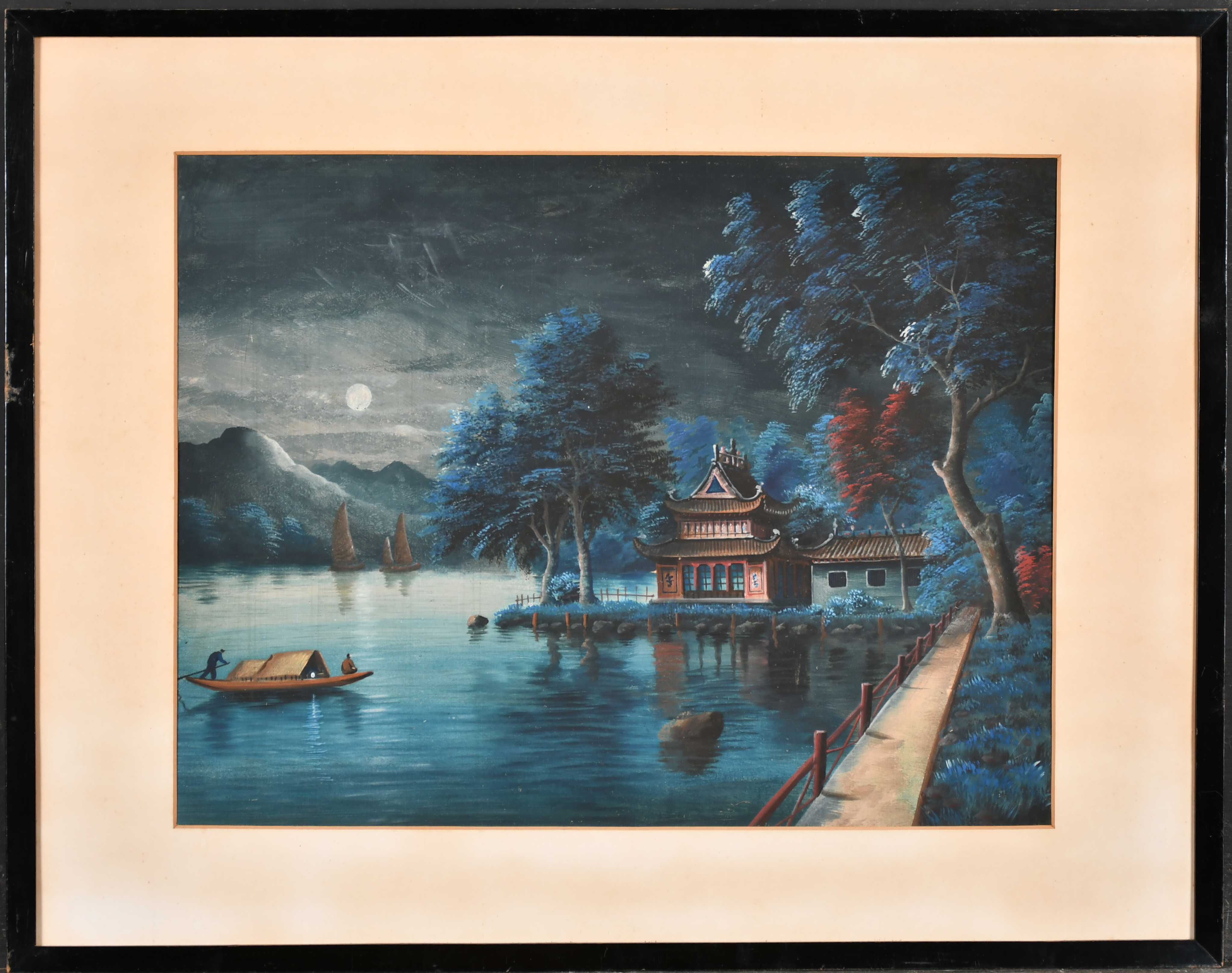 19th Century Chinese School. A River Scene, Watercolour and gouache, 12" x 15.75" (30.5 x 39.9cm) - Image 3 of 4