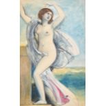 William Edward Frost (1810-1877) British. A Female Nude, Watercolour, Mounted, unframed 7" x 4.