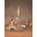 A Singh (20th Century) Indian. An Indian Girl Weaving, Watercolour, Signed and dated '40, 8.25" x