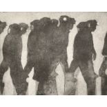 Valerie Ganz (1936-2015) British. "Walking Miners", Lithograph, Signed, inscribed, and numbered 31/4