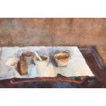Christa Gaa (1937-1992) British. "Still Life with Pestle & Mortar", Watercolour, Signed with initial