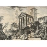 Giovanni Battista Piranesi (1720-1778) Italian. "Veduta del Tempio di Ercole nella Citta di Cora", E