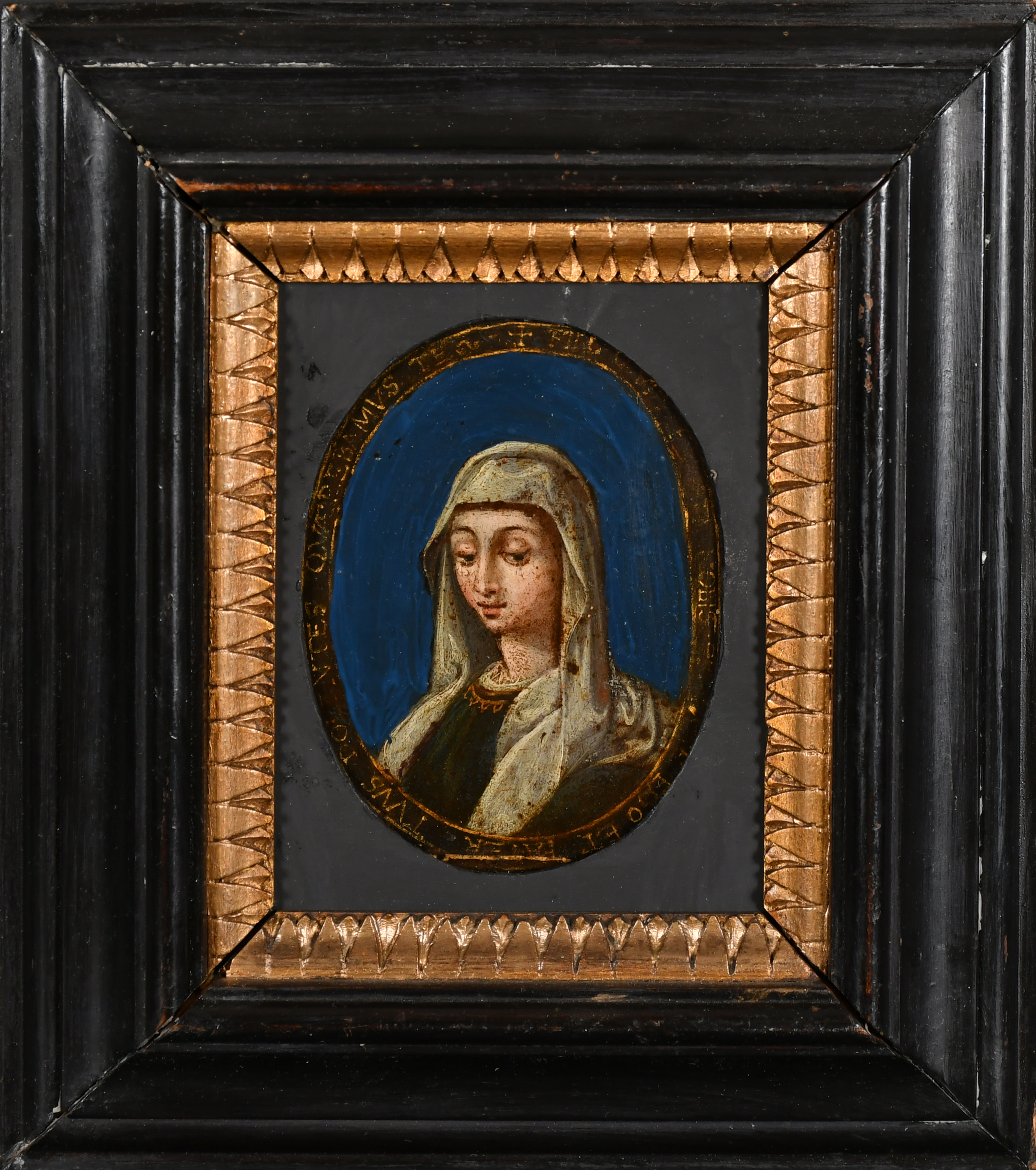 17th Century Italian School. Bust Portrait of a Lady, Oil on Copper, Oval, 4" x 3.1" (10.1 x 8cm) an - Image 2 of 5