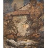 Ernest Proctor (1886-1935) British. "Moonlight at Sunnybank" (The Mill near Nibthwaite, Coniston Lak