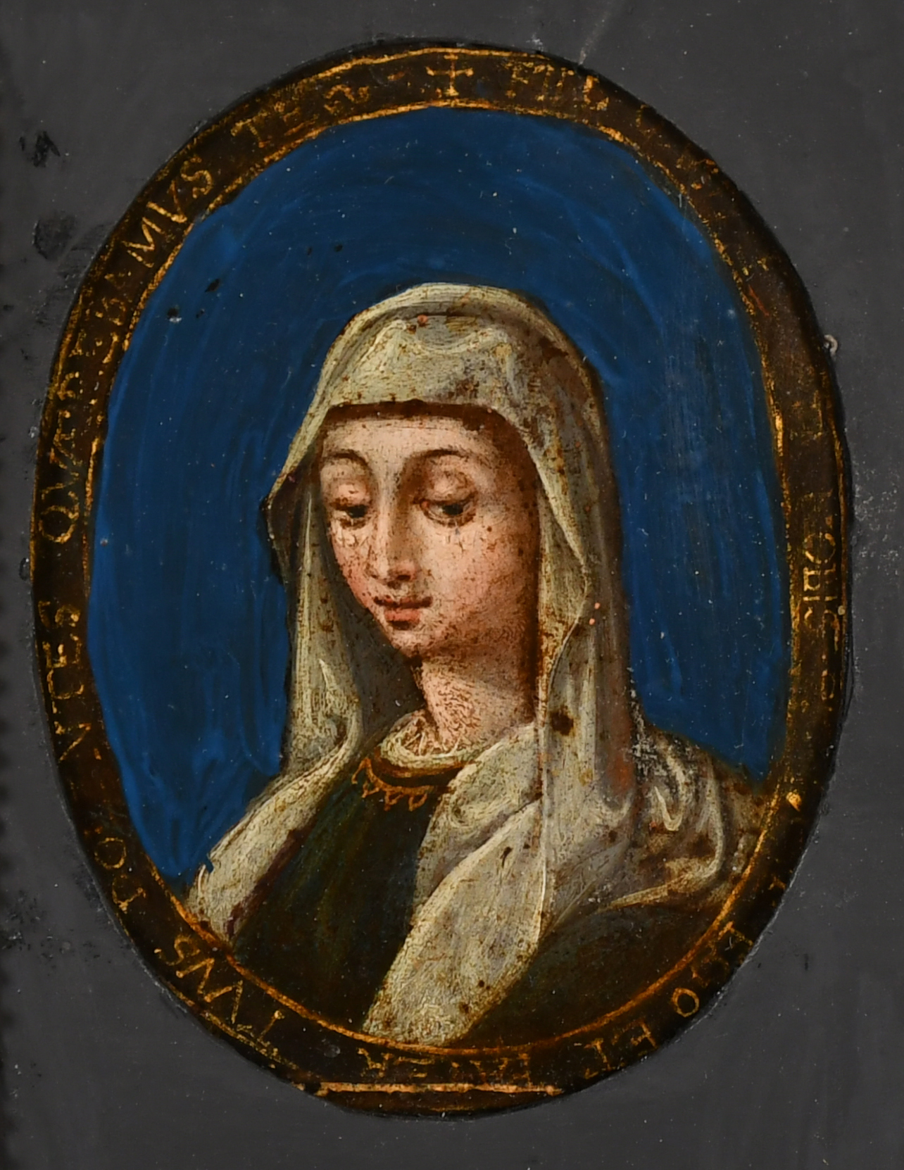 17th Century Italian School. Bust Portrait of a Lady, Oil on Copper, Oval, 4" x 3.1" (10.1 x 8cm) an - Image 4 of 5