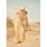 Frederick Goodall (1822-1904) British. "Sarah and Isaac", Watercolour, Signed with monogram and date