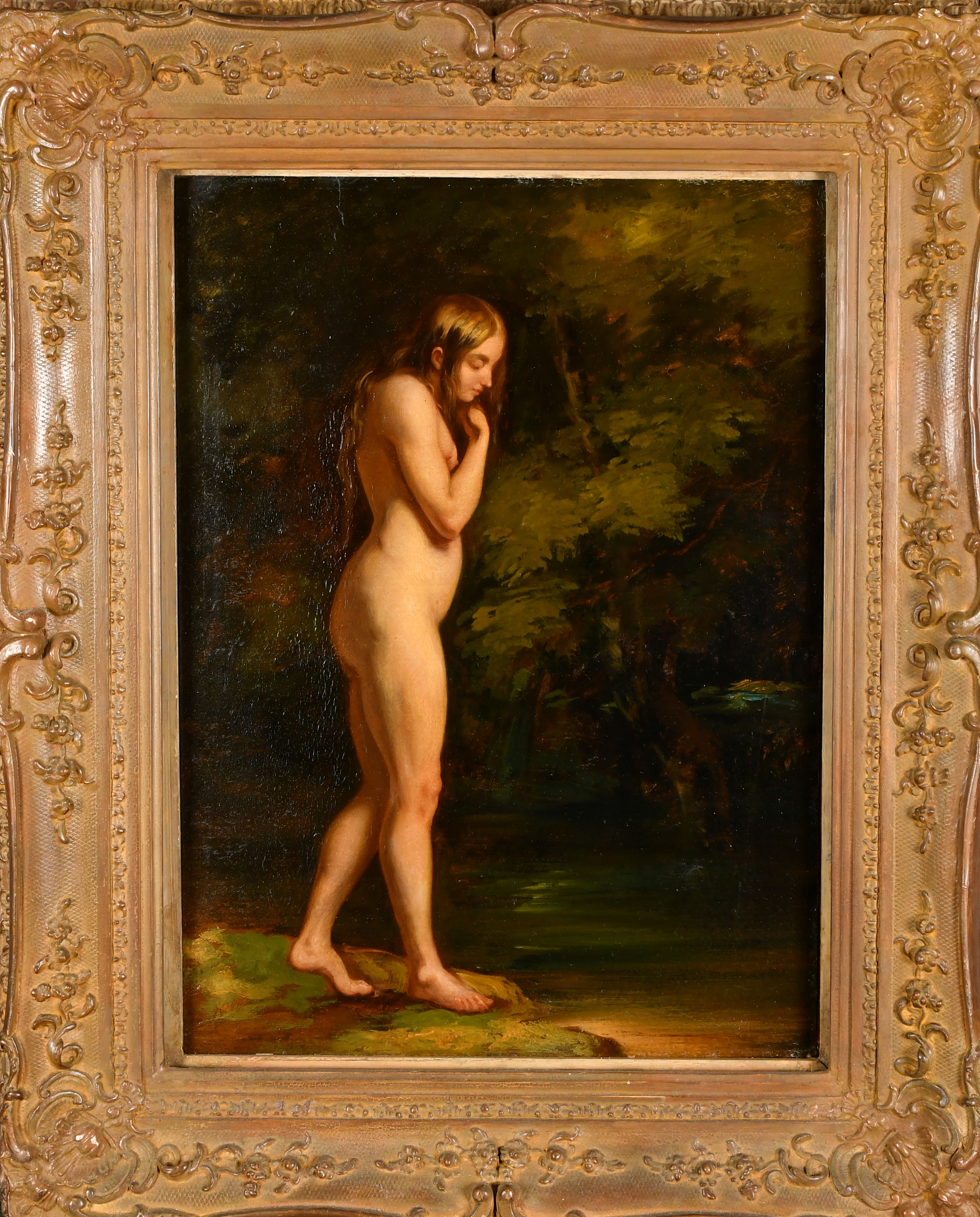 Circle of William Etty (1787-1849) British. A Standing Female Nude, Oil on panel, 18.5" x 13.5" (47 - Image 2 of 5