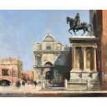 Frank Wootton (1914-1998) British. "Monument to Colleoni", Venice, Oil on board, Signed, and inscrib