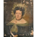 Early 19th Century English School. Bust Portrait of a Lady, Oil on canvas, Unframed 12" x 9.5" (30.5