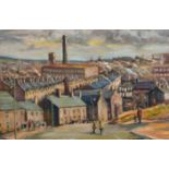 L Holroyd (20th Century) British. An Industrial Townscape, Oil on board, Signed, 14" x 21" (35.5 x 5