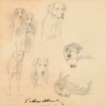 Jean Maxime Claude (1823-1904) French. Studies of Dogs, Pencil, with a studio stamp signature, and i