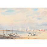 Leslie L. Hardy Moore (1907-1997) British. "Regatta, Blakeney", Watercolour, Signed, and signed and