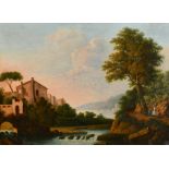 Early 19th Century European School. A River Landscape, Oil on paper laid down, Unframed 12.75" x 17.