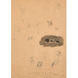 Jean Maxime Claude (1823-1904) French. Studies of Dogs, Watercolour and pencil, Inscribed, and inscr