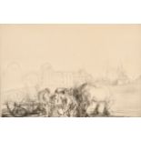 Edmund Blampied (1886-1966) British. "Ostend", Drypoint etching, Signed in pencil, Mounted, unframed