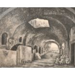 Luigi Rossini (1790-1857) Italian. "Androne della Villa da Mecenate a Tivoli", Engraving, 19" x 23"